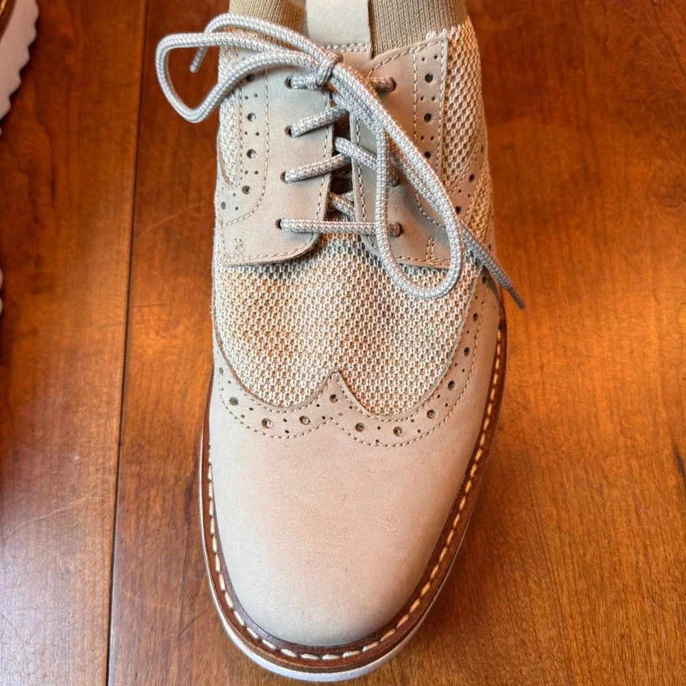 J. Murphy Wingtip Oxford Men 10M Tan Hybrid‎ Dress Sneaker Mesh 59-10838 Brogue